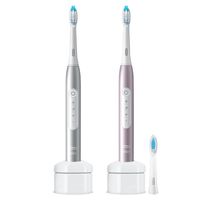 Oral-B Pulsonic Slim Luxe 4900 Doppelpack Elektrische Schallzahnbürste für gesünderes Zahnfleisch in 4 Wochen, 3 Putzmodi & Timer, rosegold & platin