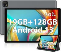 Tablet 10 Zoll Android 13 Tablet PC, 5G WiFi, 19 GB RAM + 128 GB ROM/TF 1 TB, Octa-Core-Prozessor, FHD, 13 MP + 8 MP, 8000 mAh Akku, BT 5.0, GPS