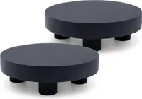 Pflanzenhocker 2er Set schwarz rund - 15 cm - Mini Holz Blumenteller mit 4 Füßen - Pflanzenständer Deko Hocker für Blumen und Pflanzen