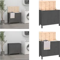 vidaXL Wäschetruhe Grau 88,5x44x76 cm Massivholz Kiefer - Wäschetruhe - Wäschetruhen - Wäschebox - Wäschekorb