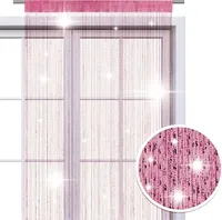wometo Faden-Vorhang Glitzer-Vorhang 90x245 - pink-silber glänzender Deko Schal OEKO-TEX transparent halbtransparent Weihnachten
