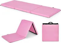 COSTWAY 180 x 60 x 5 cm skládací měkká podložka, přenosná podložka do tělocvičny, vodoodpudivá podložka na jógu růžová