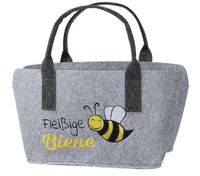 Gilde 45541 Filz Tasche "Fleißige Biene" Tragetasche Einkaufstasche - grau