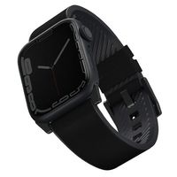 Uniq Straden Apple Watch Series 4/5/6/7 / SE 42/44 / 45 mm Armband. Leder-Hybridband schwarz / schwarz