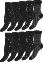 OCERA 10 Paar Damen Socken mit einfarbigem Muster - schwarz Gr. 39-42