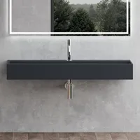 Mai & Mai Waschbecken Aufsatzwaschbecken Hängewaschbecken aus Mineralguss 120x40x12cm in Antrazit matt mit Armaturloch Col6028