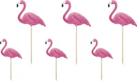 6 Flamingo Einstecker als Topper für Cupcake oder Torten Dekoration