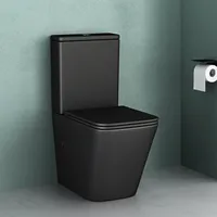 Mai & Mai Stand-WC 112T aus Keramik spülrandloses-WC matt schwarz 36x63x82cm bodenstehende-Toilette inkl.Spülkasten