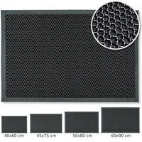 Schmutzfangmatte 3D 50x80 cm Waschbar, Robust, Rutschfest, Saugfähig, Wetterfes - Fußmatten für Innen & Außen - Schwarz