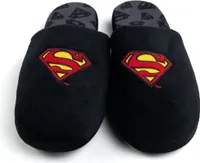 DC Comics Superman Hausschuhe für Herren und Damen - Uni Puschen Schlappen Slipper Pantoffeln Schwarz, Größe:44-45