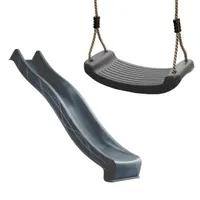 4iQ Slide Wellenrutsche Rutsche 150 Anthrazit aus HDPE für Kinderspielplatz + Schaukelsitz