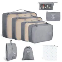 Travelfreund® 8er Set Koffer Organizer beige mit Kosmetiktasche und  Packtaschen