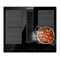 Klarstein 2-in-1 Kochfeld mit Dunstabzug Integriert, Induktionskochfeld mit Dunstabzug für Kücheninsel, Kochfeld mit Integriertem Dunstabzug 60cm, 391m³/h Luftstrom, Touch Control, Energieklasse A+