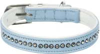 Trixie Active Comfort kožený obojek s kamínky - světle modrá Velikost: S:23-28 cm/15 mm
