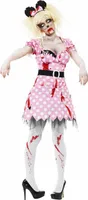 50er Zombie Rockabella Halloween Damenkostüm rosa-weiss