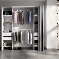 Kleiderschrank Dmanari, Struktur für begehbaren Kleiderschrank, offener Kleiderbügel, 180 x 50 x 205 cm, Weiß und Grau