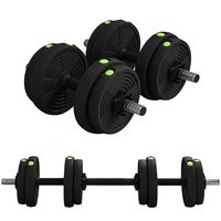 HOMCOM 2-in-1 Hantel Set, 15 kg verstellbar Dumbbell Set mit 8 Hantelscheiben, bodenschonend für Krafttraining, Fitness, Gewichtheben, Schwarz