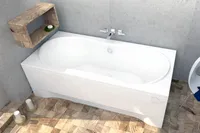 ECOLAM Badewanne Wanne Acryl Long Rechteck für Zwei 170x80 Schürze Füße Silikon GRATIS