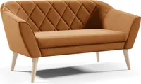 GUTTO Sofa 2 Sitzer -- MEA -- Hellbraun Sitzbank Samt Holzfüße Schnelle Lieferung skandinavischer Stil - schöne Steppung