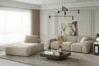 Sofa Set 2-teilig Sezlong und Sofa 3-Sitzer CELES in Stoff Opera Velvet Beige