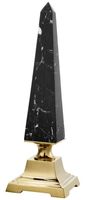 Casa Padrino Luxus Deko Obelisk Schwarz / Gold 12,5 x 12,5 x H. 40 cm - Wohnzimmer Deko Accessoires