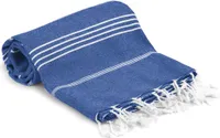 Turquoise Home - Großes türkisches Strandtuch Badetuch Hamamtuch Saunatuch XL 100 x 180 cm Sauna Spa Yoga Strand Picnic dünn und leicht Royal Blau