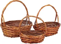 WANDERLUST DECO Set aus 3 Weidenkörben mit braunen Griffen
