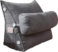 Lesekissen, Sofa Keilrückenkissen mit verstellbarem Nackenkissen. Lendenwirbelstützpolster, grau