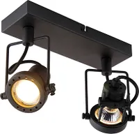 QAZQA - Industrie I Vintage I IndustrieSpot I Spotlight I Deckenspot I Deckenstrahler I Strahler I Lampe I Leuchte schwarz 2-flammig-flammig - Suplux I Wohnzimmer I Schlafzimmer - Stahl Länglich - LED