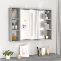 Szafka lustrzana z LED szara Sonoma 76x15x55 cm