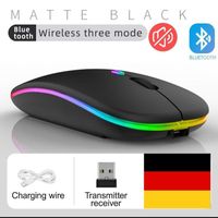 PC Maus Kabellos Bluetooth und Funk für Computer, MAC, Smartphone -  Aufladbare leise Maus mit LED Beleuchtung