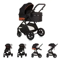 Chipolino Harmony Skladací kočík 3 v 1 s prebaľovacou taškou Obsidian Black