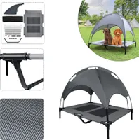 JNGLGO Hundebett mit Baldachin, L 92 x B 76 x H 92 cm Erhöhtes Haustierbett mit Dach und Eisenrahmen, Haustier Liegeplatz draußen, Katzenbett (L)
