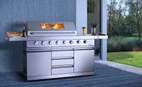 BUSCHBECK Outdoorküche Bristol mit XXL-Gasgrill, hochwertiges Edelstahl, B214 x T60 x H119 cm,