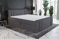Boxspringbett ALF 160 x 200 mit 2 Bettkästen, Bonell-Matratze und Topper. Farbe: Grau