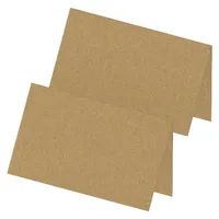 itenga 24x Tischkarten Neutral Braun Kraftpapierstruktur Blanko zum Aufstellen