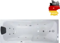 Basera CLASSIC Indoor Whirlpool Badewanne Bali 170 x 75 cm mit 12 Massagedüsen, LED-Ambiente, Touchpanel, Bluetooth und Radio