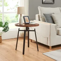 Bočný stolík "Mippeena" s kovovým rámom 54xØ50 cm okrúhly čierny/orechový