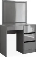 Vicco Toaletní stolek Sherry, 90 cm s osvětlením LED, Šedá/Šedá