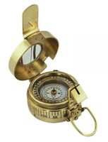 Dosenkompass Kompass aus poliertem Messing Magnetkompass im Edelholzkästchen 