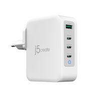 j5create 130 W GaN USB-C 4-Port-Ladegerät – EU (3xUSB-C/ 1xUSB3.0; weiß) JUP43130E-EN