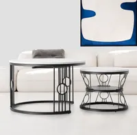 MODFU 2er-Set Couchtisch Beistelltisch mit Metallrahmen und MDF-Desktop，Wohnzimmertisch für Wohnzimmer, Schlafzimmer Balkon,Schwarz