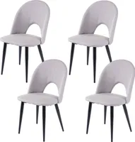 sada 4 jedálenských stoličiek HWC-D73, stolička kuchynská stolička, látka/textil ~ sivá