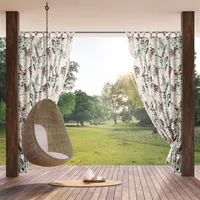 Eurofirany Garten Vorhang Blätter mehrfarbig weiß 240 cm x 155 cm