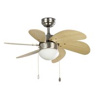 Deckenventilator Palao Nickel 81 cm mit Beleuchtung und Zugketten