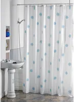 MSV Protiplesňový sprchový záves 140110 - antibakteriálny, umývateľný, vodeodolný, s 12 krúžkami na sprchový záves - polyester, "Kvety" 180x200cm biely