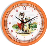 Wanduhr »Katzenferien«, orange