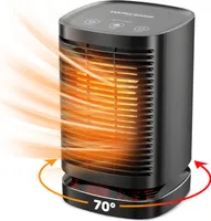 Vulpes Goods Keramik Heizlüfter - Keramik Heizung - 950 Watt Heizung - Oszillation 70° - 3 Leistungsstufen - Elektrischer Heizlüfter - Heizlüfter - Schwarz