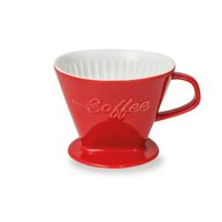 Creano Porzellan Kaffeefilter (rot), Filter Größe 4 für Filtertüten Gr. 1x4, ca. 800gr Gewicht für extrem sicheren Stand, Achtung schwer, in 6 Farben erhältlich