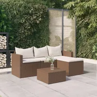 vidaXL Garden Lounge Set Brown Poly Rattan